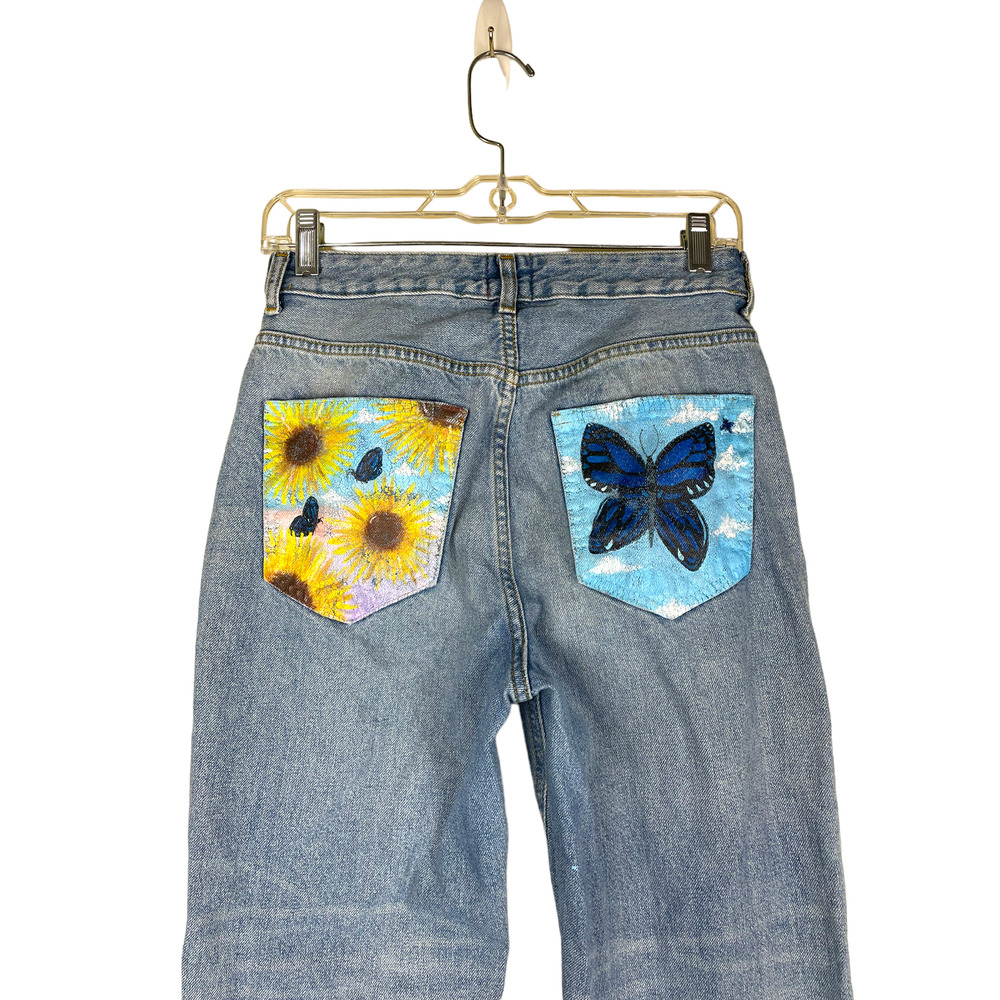 BDG Mom Jean Customized Butterfly Art Size 26